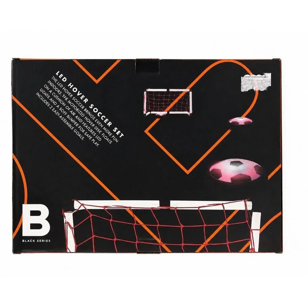Black Series LED Hover Soccer Set Motorized Disc 2 Goals Indoor Game Night Play